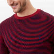 Tom Joule Jarvis férfi pamut pulóver -  Mélyvörös csíkos Deep Red