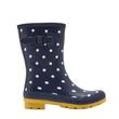 Joules navy-kék pöttyös rövidszárú gumicsizma sárga talppal Joules navy-kék pöttyös rövidszárú gumicsizma sárga talppal