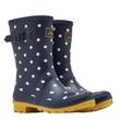 Joules navy-kék pöttyös rövidszárú gumicsizma sárga talppal Joules navy-kék pöttyös rövidszárú gumicsizma sárga talppal