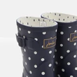 Kép 6/7 - Joules navy-kék pöttyös rövid szárú gumicsizma sárga talppal 36-os méret