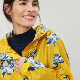 Joules Golightly összecsomagolható sárga esőkabát virágokkal - 42 (L)-es