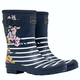 Joules navy-kék színű csíkos rövid szárú gumicsizma virágokkal 38-as