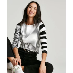 Tom Joule Harbour hosszú ujjú krém színű jersey top - fekete csíkokkal 38 (S)-as