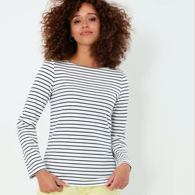 Tom Joule Harbour hosszú ujjú krém színű jersey top - Navy kék csíkokkal
