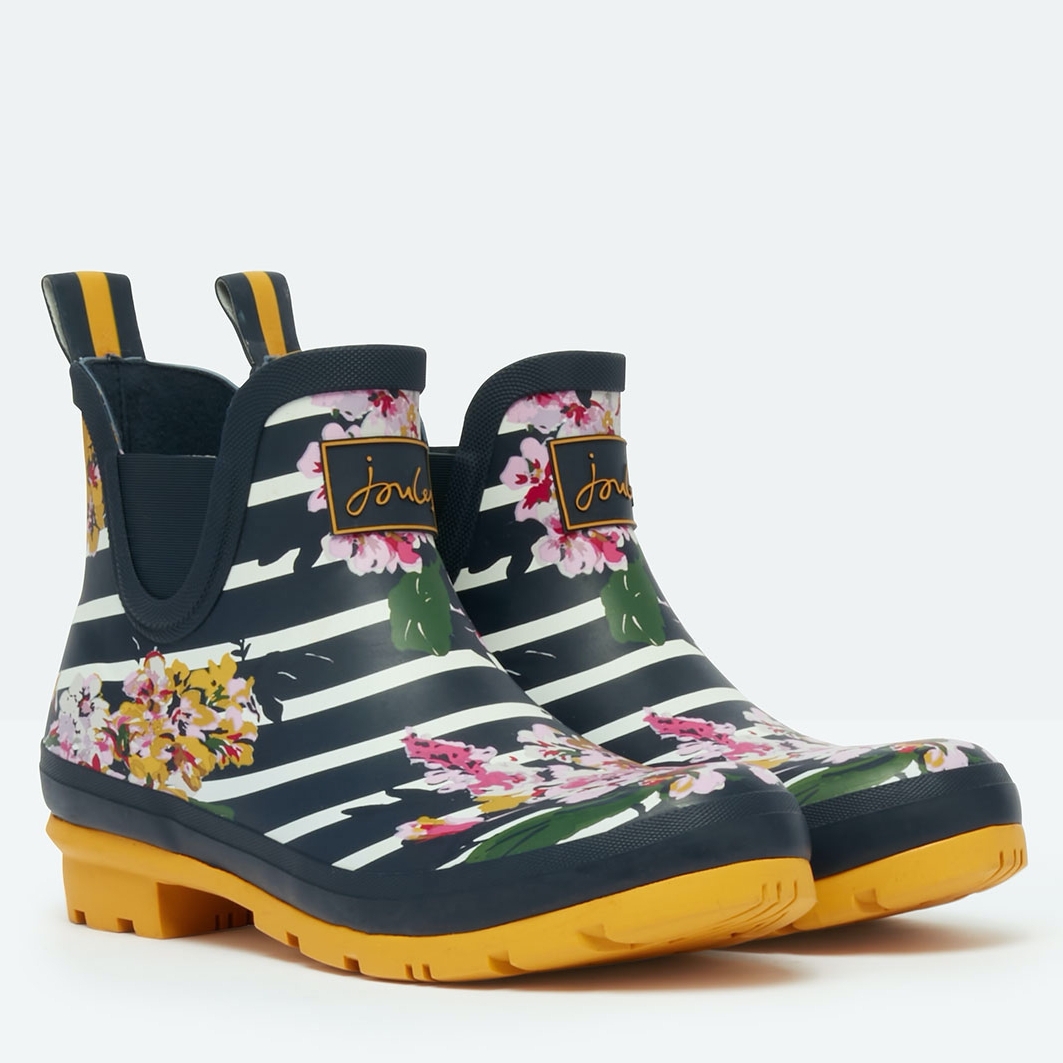 Joules virágos navy-kék csíkos boka gumicsizma