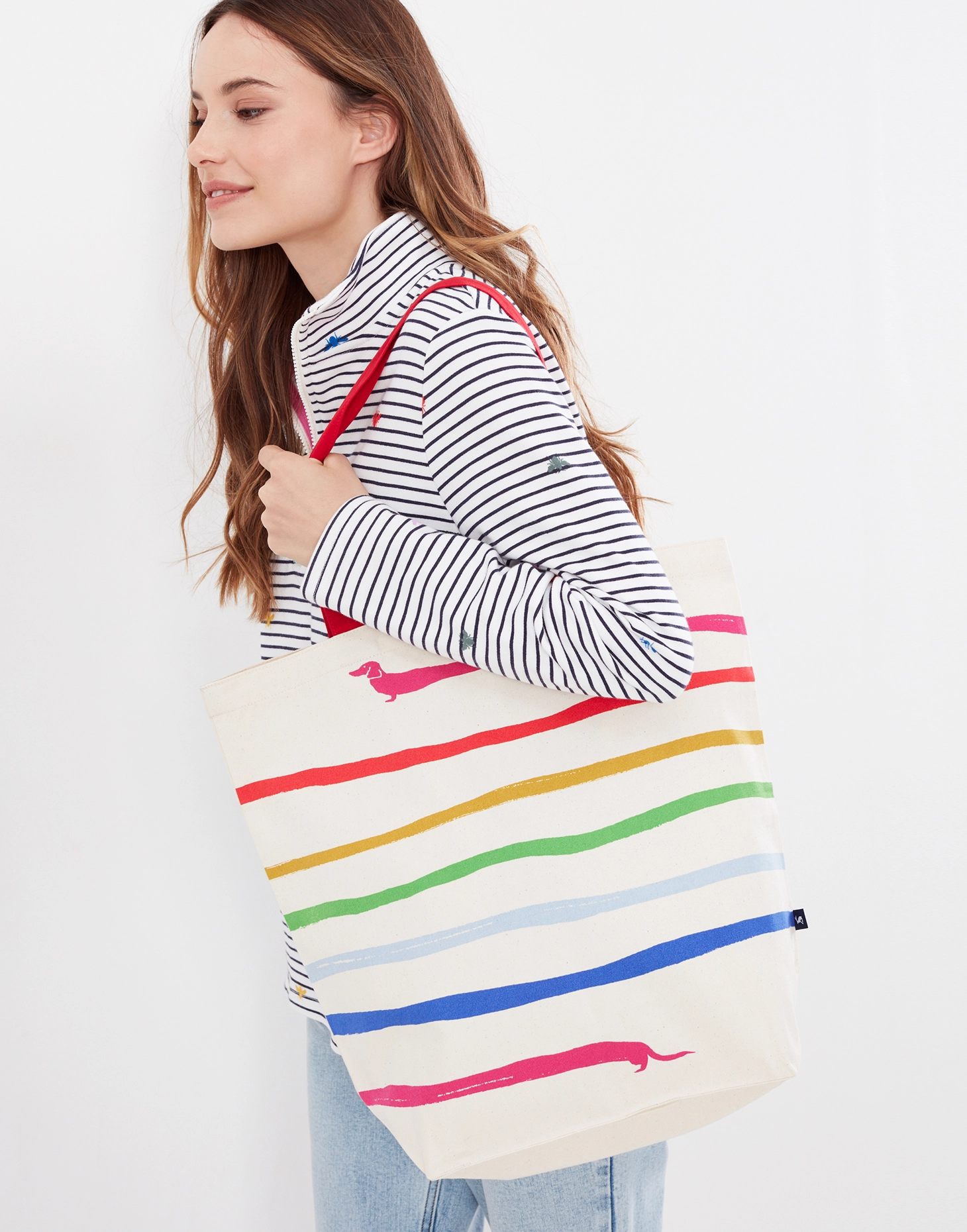 Tom Joule vászon bevásárló táska, színes tacskóval - Lulu Shopper